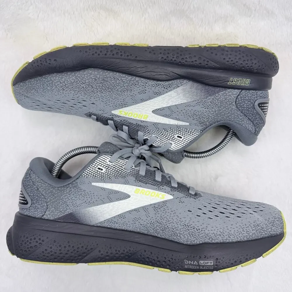 Brooks Ghost 16 Mens Running Shoes Primer Gray Lime Size 10 Neutral Cushion